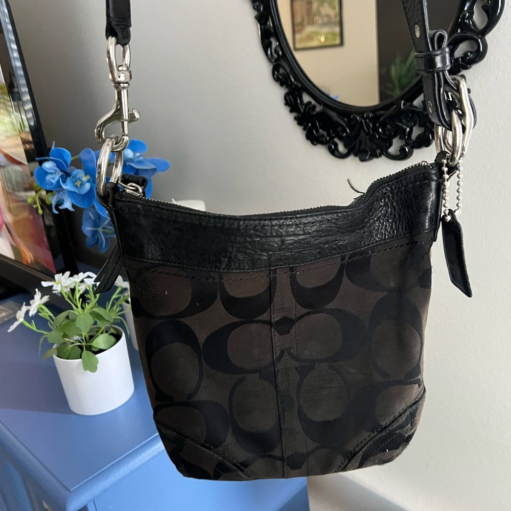 Coach Chocolate Brown Canvas Small Crossbody Bag A1282-10402M